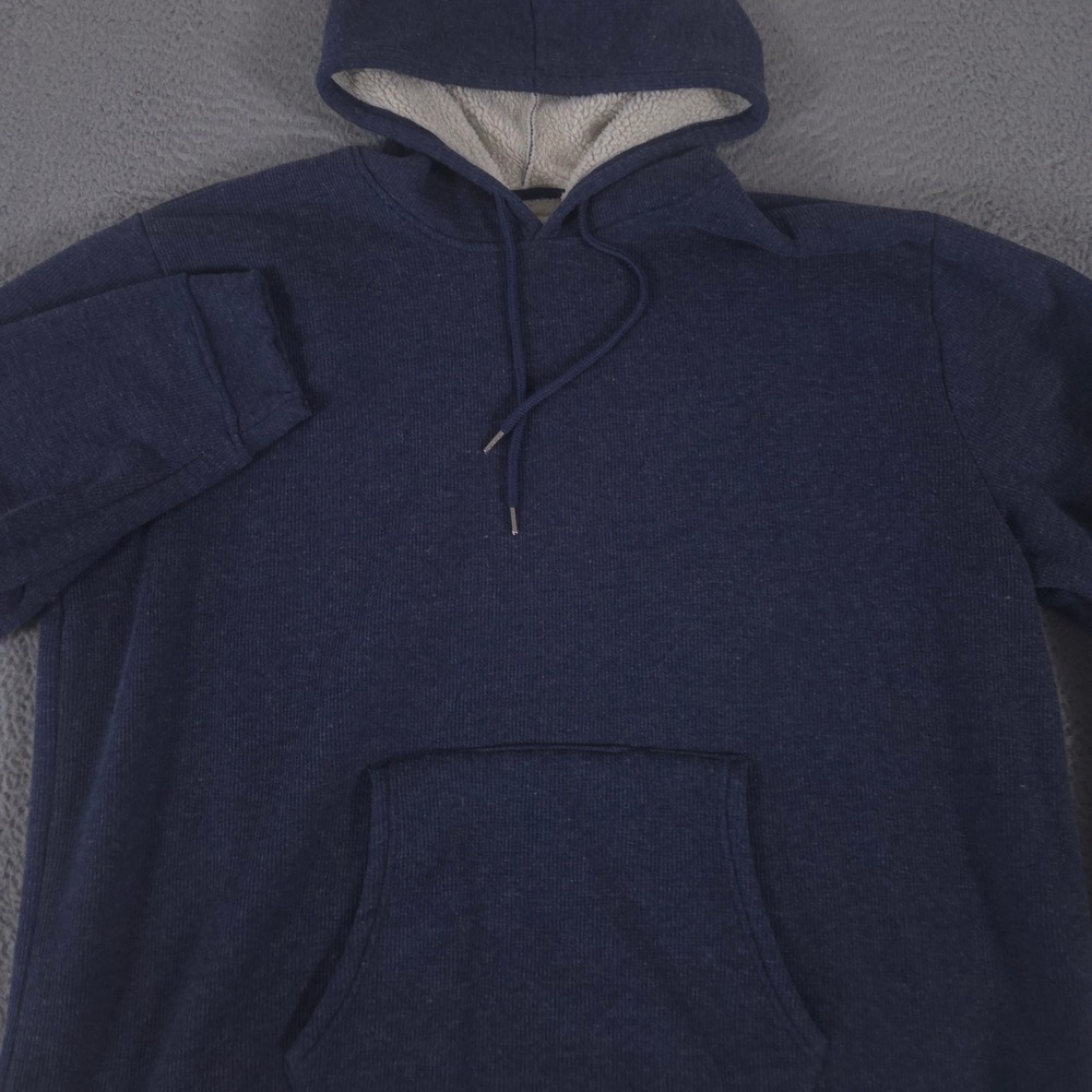 Field & Forest Hoodie Mens 3XL Navy Sherpa Lined Thermal Waffle Knit Pullover
